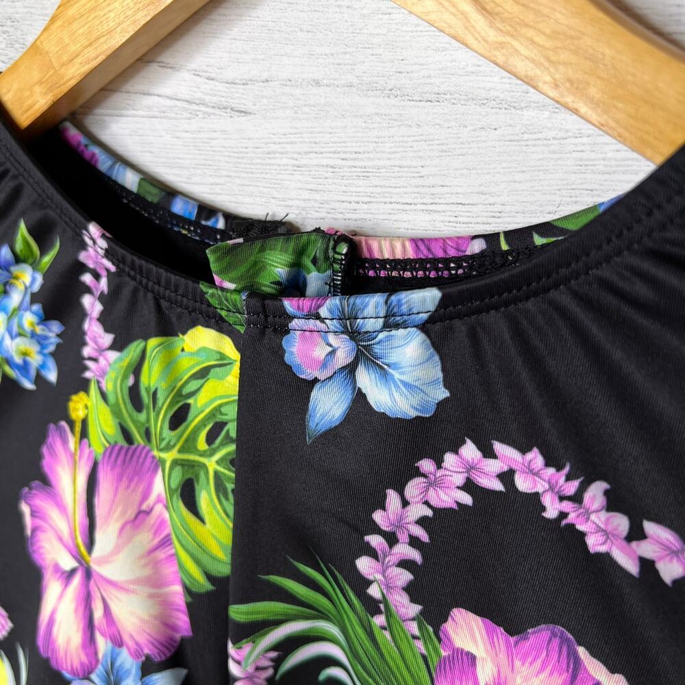 Hurley Bath Suit Womens Size Large Colorful Floral One Piece Cut Out Twist Front - Picture 11 of 16